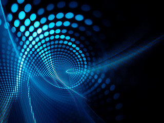 Fototapeta premium Abstract dark background. Digital art fractal graphics. Composition of glowing lines and mosaic halftone effects. 3d illustration.