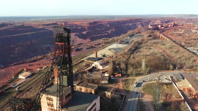 The old mine. Mining. Metallurgy. Industrial drone footage video