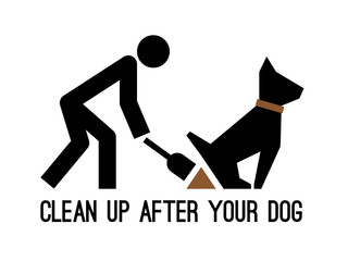 Clean up after your dog pictogram. Bags excrement cleaning icon, puppy poop picking silhouette sign, vector illustration