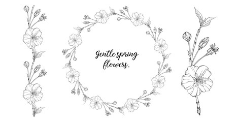 floral graphic composition with spring flowers