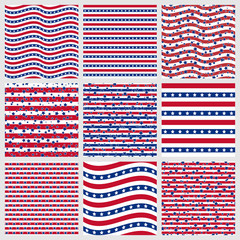 Obraz premium American stars and stripes seamless patterns