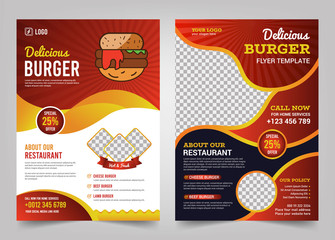 Set of food flyer design, burger, advertising editable design