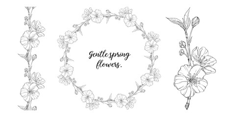 floral graphic composition with spring flowers