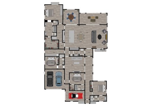 3d floor plan. Color floor plan. Floor plan top view from above. Floorplan top view.