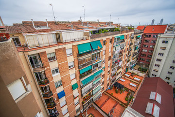 View of Barcelona with Buildings in Eixample District. Spain