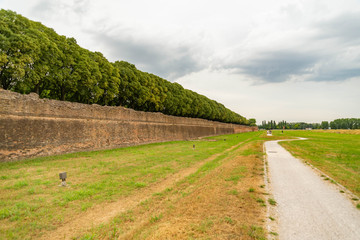 Ferrara city walls and bastions view Emilia Romagna Italy
