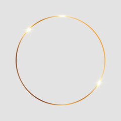Golden shiny glowing frame isolated