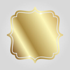 Golden shiny glowing vintage frame isolated