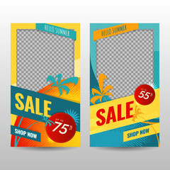 Template of Hello Summer Sale for Social Media and Banner with Fun Color and Style Design