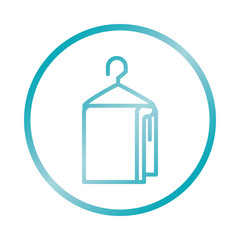 Textile care concept, hanger with toilet icon, gradient style