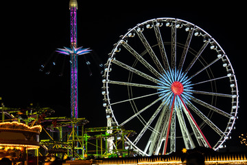 Illuminations of theme park at night
