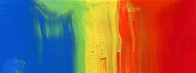 Abstract acrylic and watercolor smear blot painting. Color horizontal background.