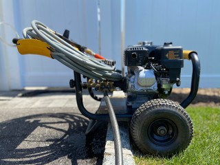 Side angle view of a power washer