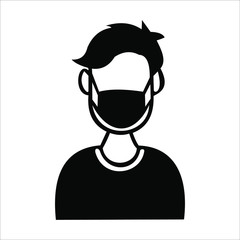 Man in face mask line icon, vector pictogram of disease prevention. Protection wear from coronavirus, air pollution, dust, flu illustration, sign for medical equipment store.