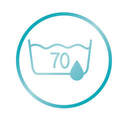 Textile care concept, water temperature 70 symbol, gradient style
