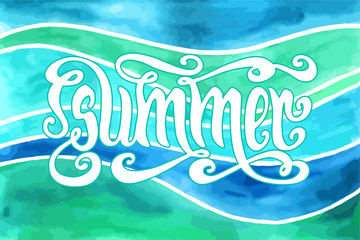Fototapeta na wymiar Summer watercolor lettering