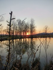 sunset over the river