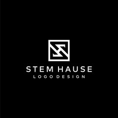 Bold and masculine logo design of letter S and H on black background colours - EPS10 - Vector.