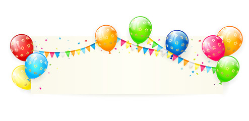 Birthday Card with Balloons and Pennants