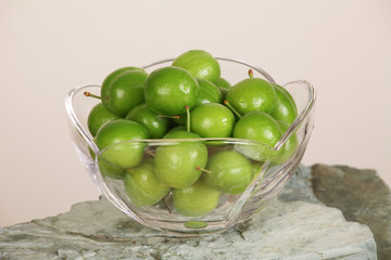 Greengages, Reine Claudes on stone background.