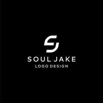 Bold and masculine logo design of letter SJ on black background colours - EPS10 - Vector.