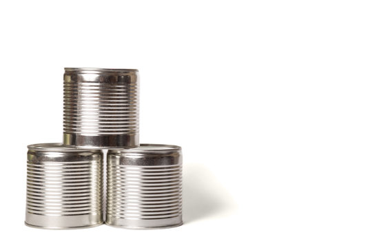 Metal cans on a white. Metal cans without labels