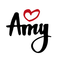 Female name drawn by brush. Hand drawn vector girl name Amy.