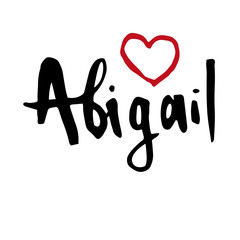 Female name drawn by brush. Hand drawn vector girl name Abigail.