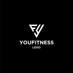 Bold logo design of fitness and health, sports with black background - EPS10 - Vector.