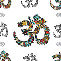 Om symbol seamless pattern background