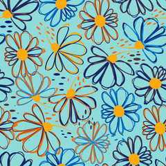 Seamless pattern with colorful pretty flowers. Floral design for beauty products, fashion prints, wallpaper, surface decoration and more
