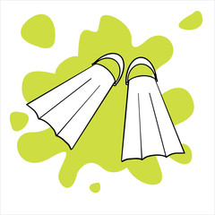  Doodles sketch illustration of flippers. Simple flat illustration of swimming equipment 