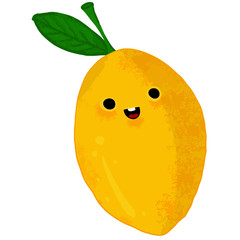 Zitrone Kawaii lachend niedlich gelb grün
