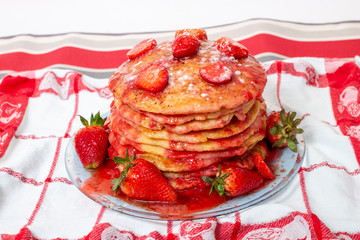 oats and banana pancakes with strawberry