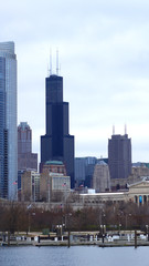 CHICAGO, ILLINOIS, UNITED STATES - DEC 11th, 2015: Chicago skyline as seen from the Adler Planetarium
