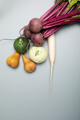 Vegetables on minimalist background 