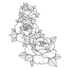 Hand drawing flowers for greeting card, invitation, Henna drawing and tattoo template. Vector illustration