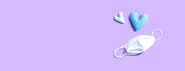 Medical worker appreciation theme with hearts and a face mask