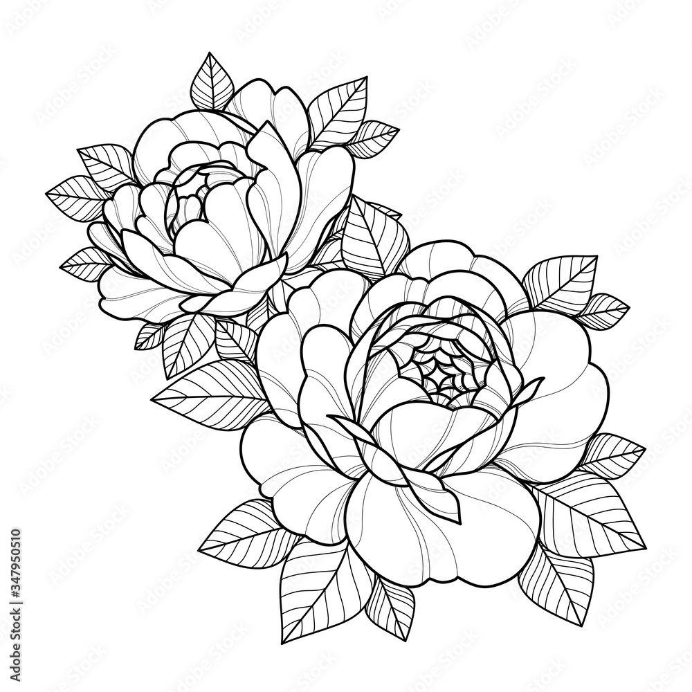 Wall mural hand drawing flowers for greeting card, invitation, henna drawing and tattoo template. vector illust