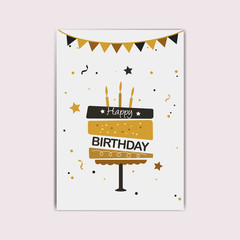 Stylish happy birthday cards with cake
