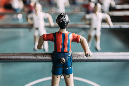 Table football game with players