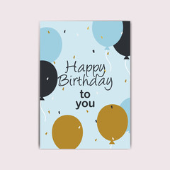 Stylish happy birthday cards with balloon