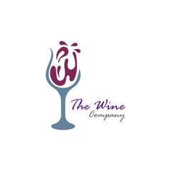 Wine logo on splash design template. Vector illustration of icon