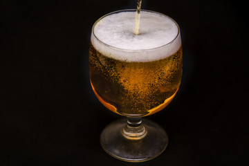 glass of beer on dark background