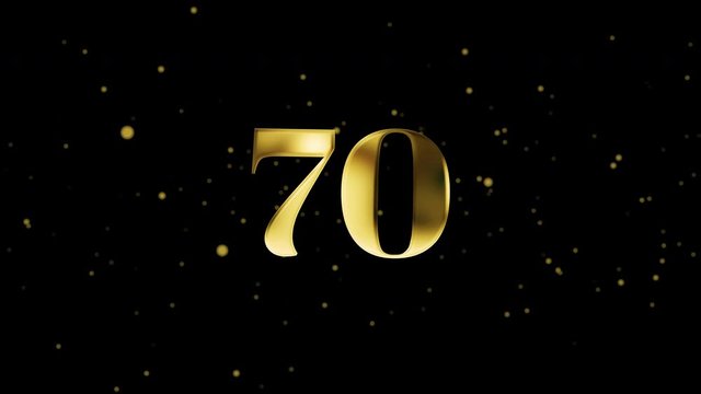 2D-Animation, Goldene Zahl 70, Geburtstag, Jubil&auml;um, Jahrestag