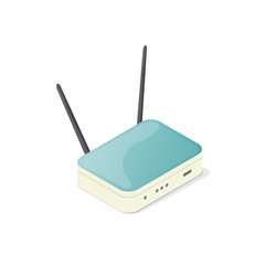 isometric modem. router device. wireless internet. flat vector illustration. isolated on white background