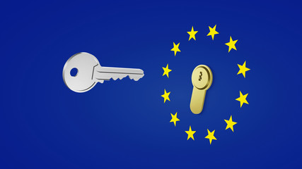 A security key opens the lock on the doors of the european union