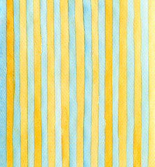 Abstract blue and yellow acrylic and watercolor strip line painting. Texture paper background.