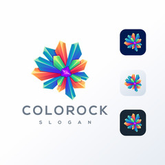 colorful rock logo design template