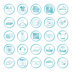 iron and textile care symbols icon set, gradient style